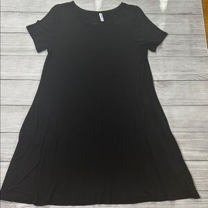 KORSIS Classic Black A-Line Soft Knit Dress with Side pockets